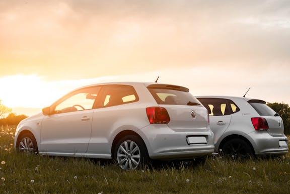 Cars in a field