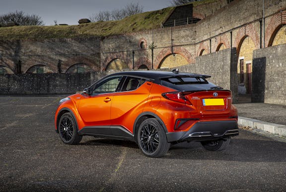 The rear exterior of a Toyota C-HR
