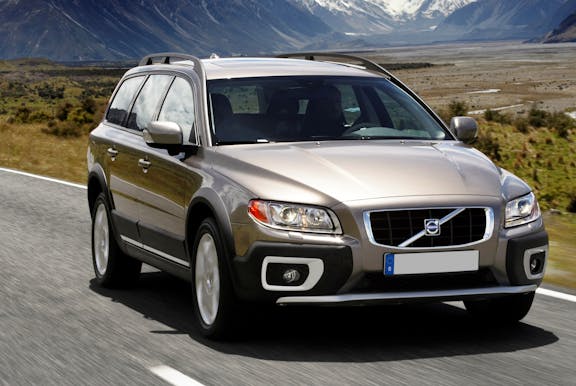 The exterior of a gold Volvo XC70
