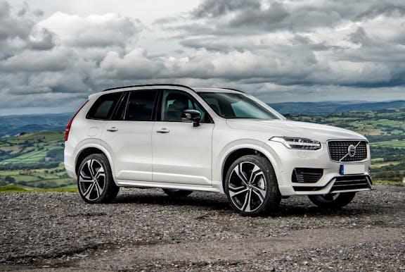 The exterior of a white Volvo XC90