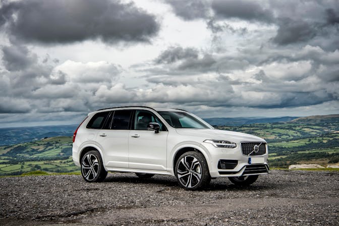 The exterior of a white Volvo XC90
