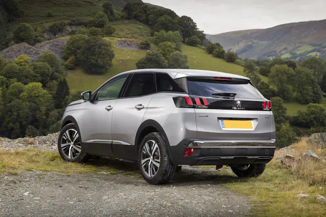 The exterior of a silver Peugeot 3008
