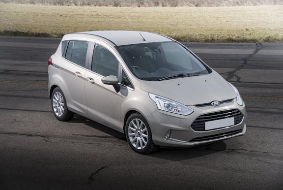 The front exterior of a silver Ford B-Max