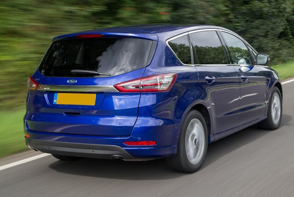 The exterior of a blue Ford S-Max
