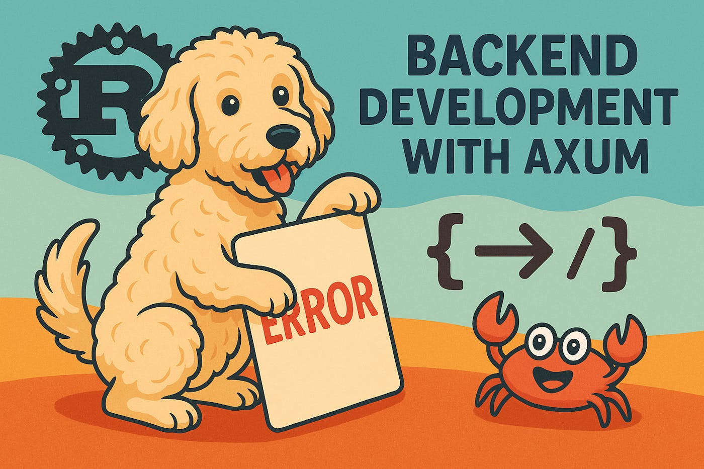 Image showing the Rust logo and a dog that is handling a mistake