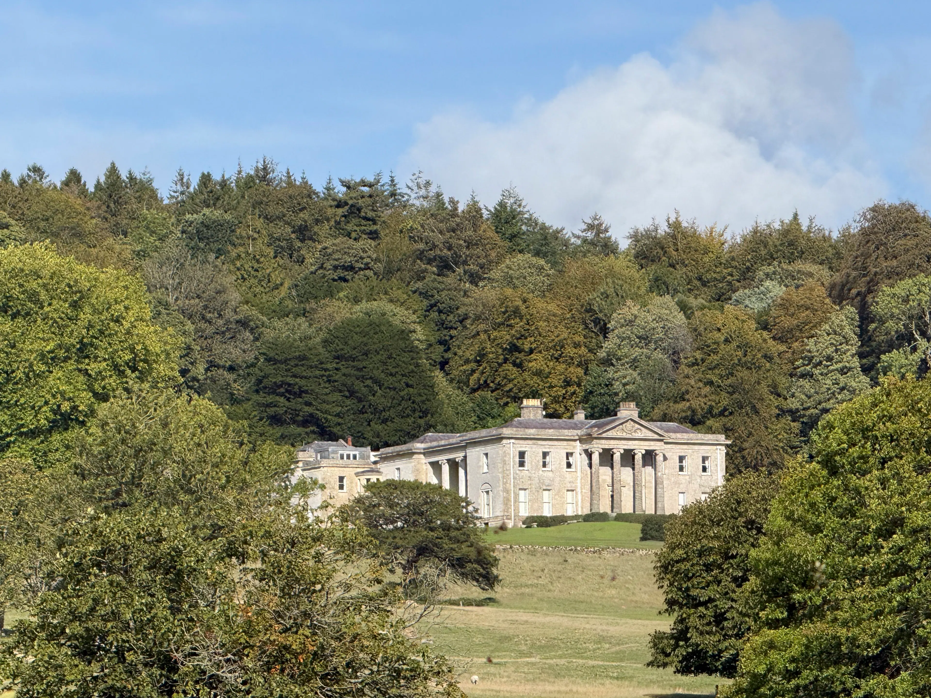 Philipps House seen across the parkland at Dinton Park, Wiltshire