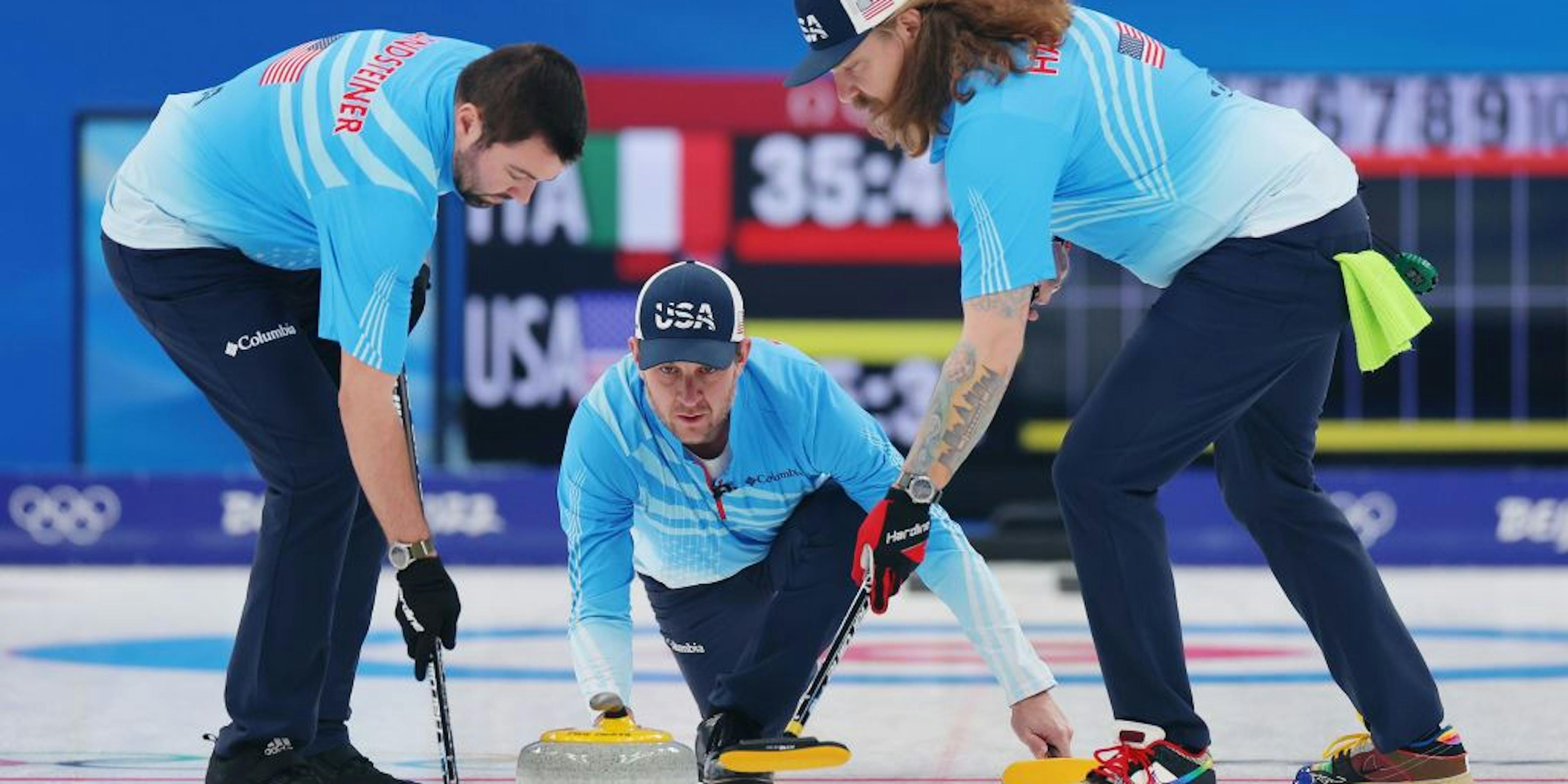 Action shot of curling