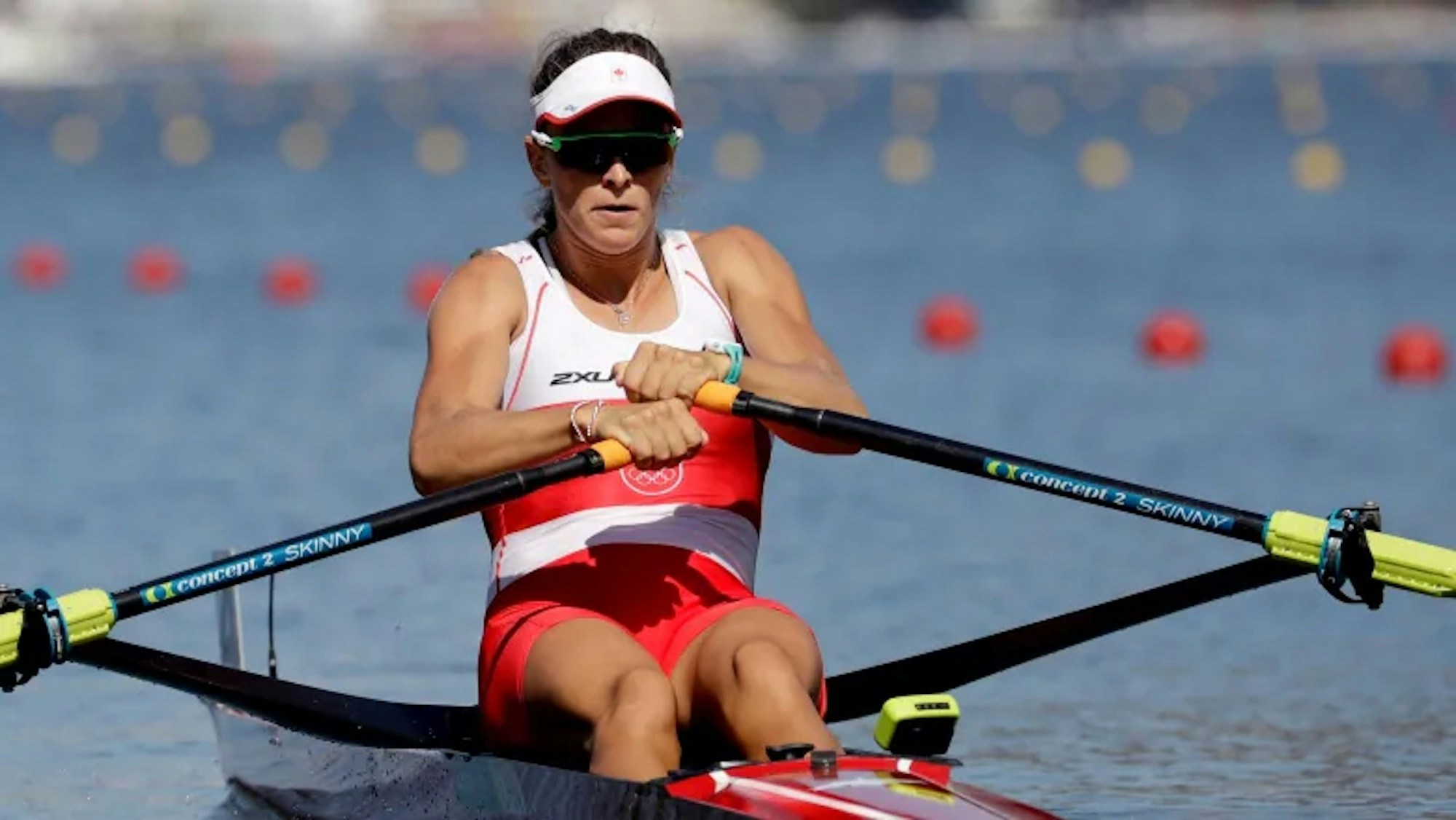 Andrea Proske rowing her boat in a competition