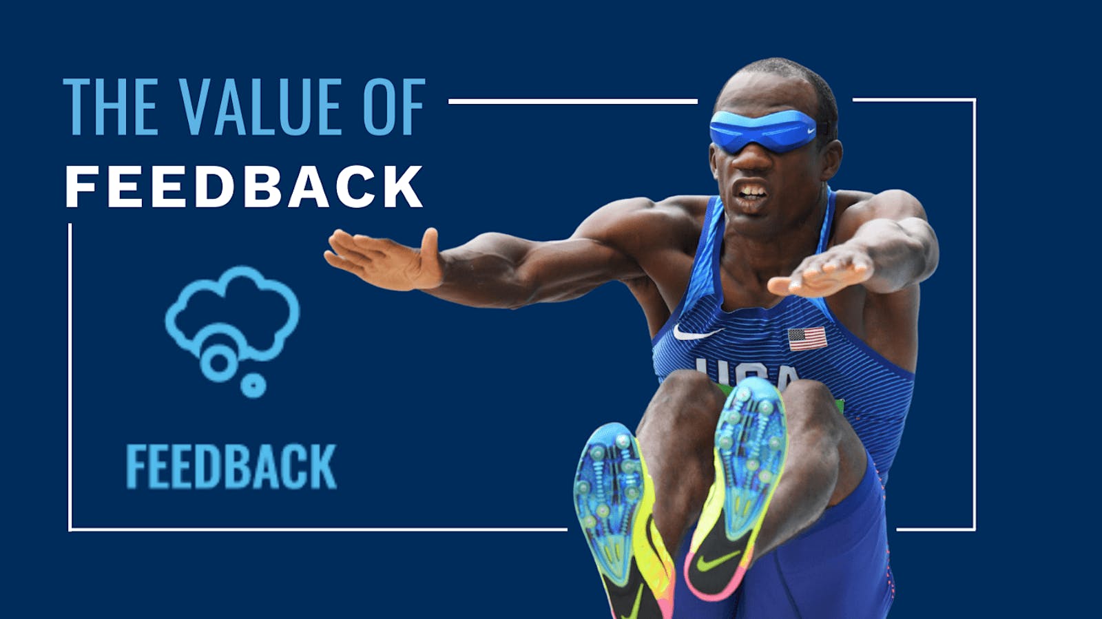 An athlete jumps, alongside the text 'The Value of Feedback'