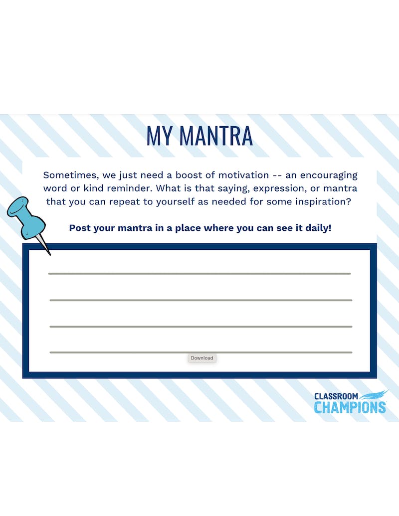 Preview image of a 'My Mantra' worksheet