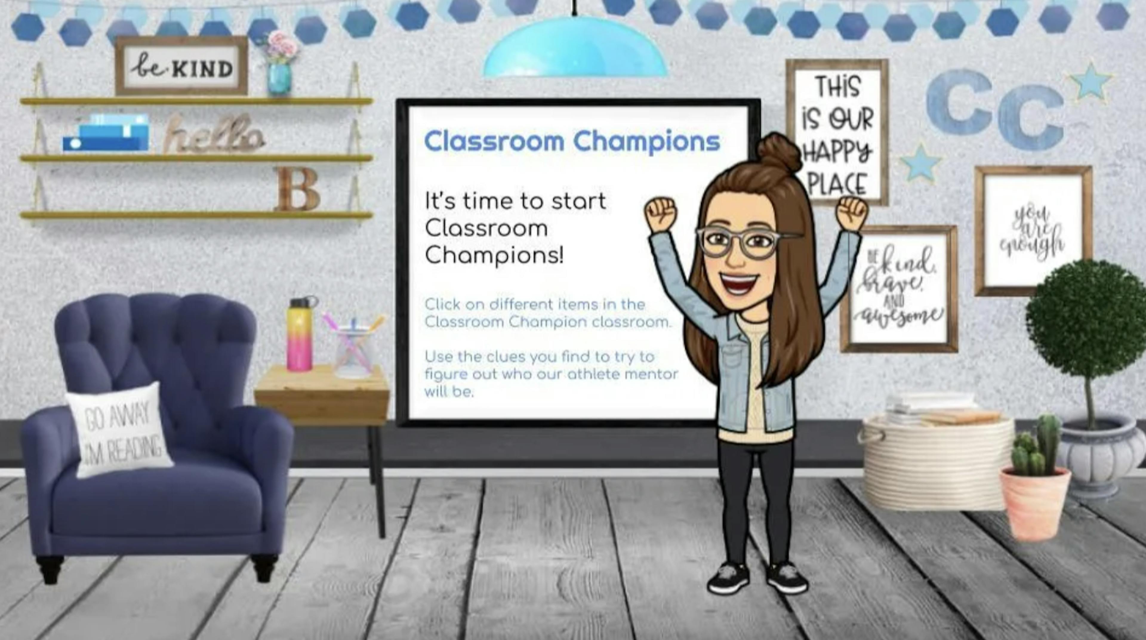 Bitmoji classroom for Classroom Champions.