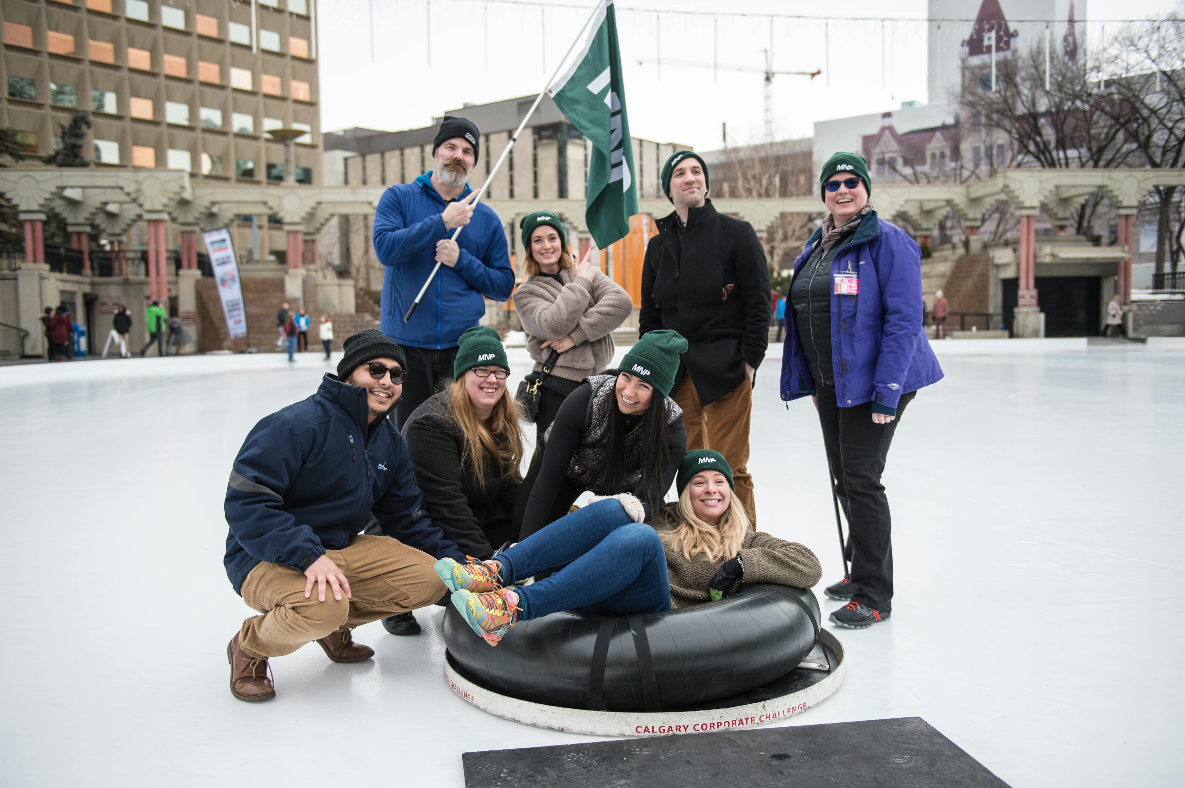 A team of people posing at Human Bonspiel
