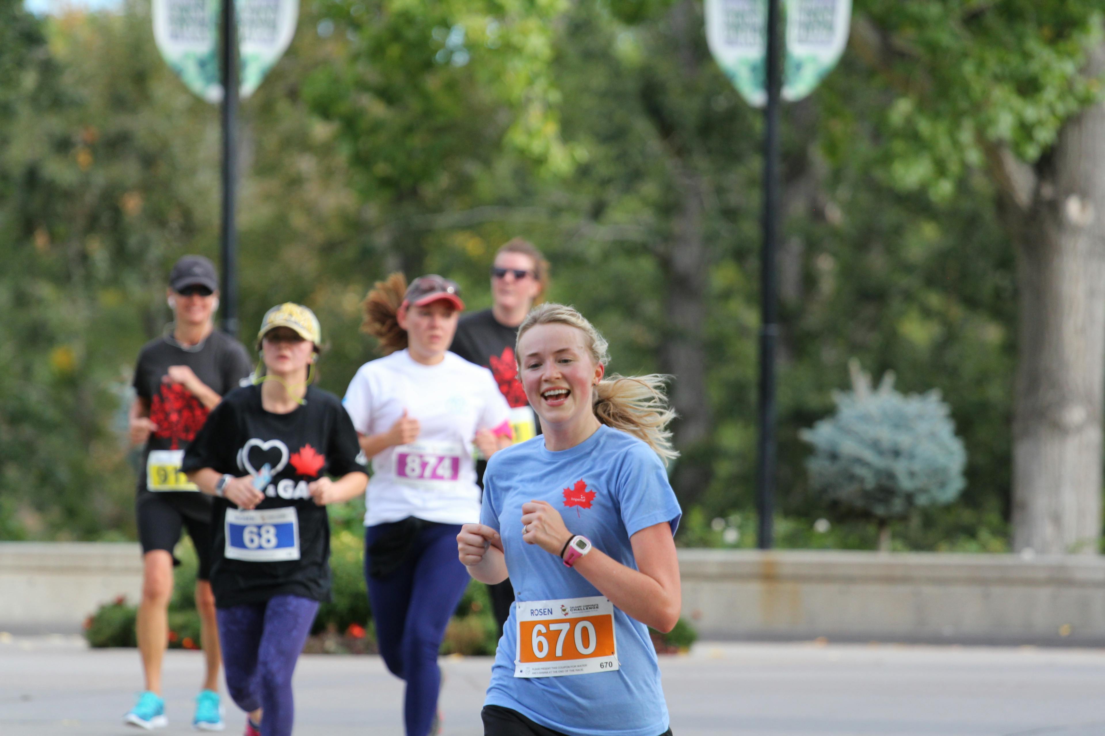 smiling woman running