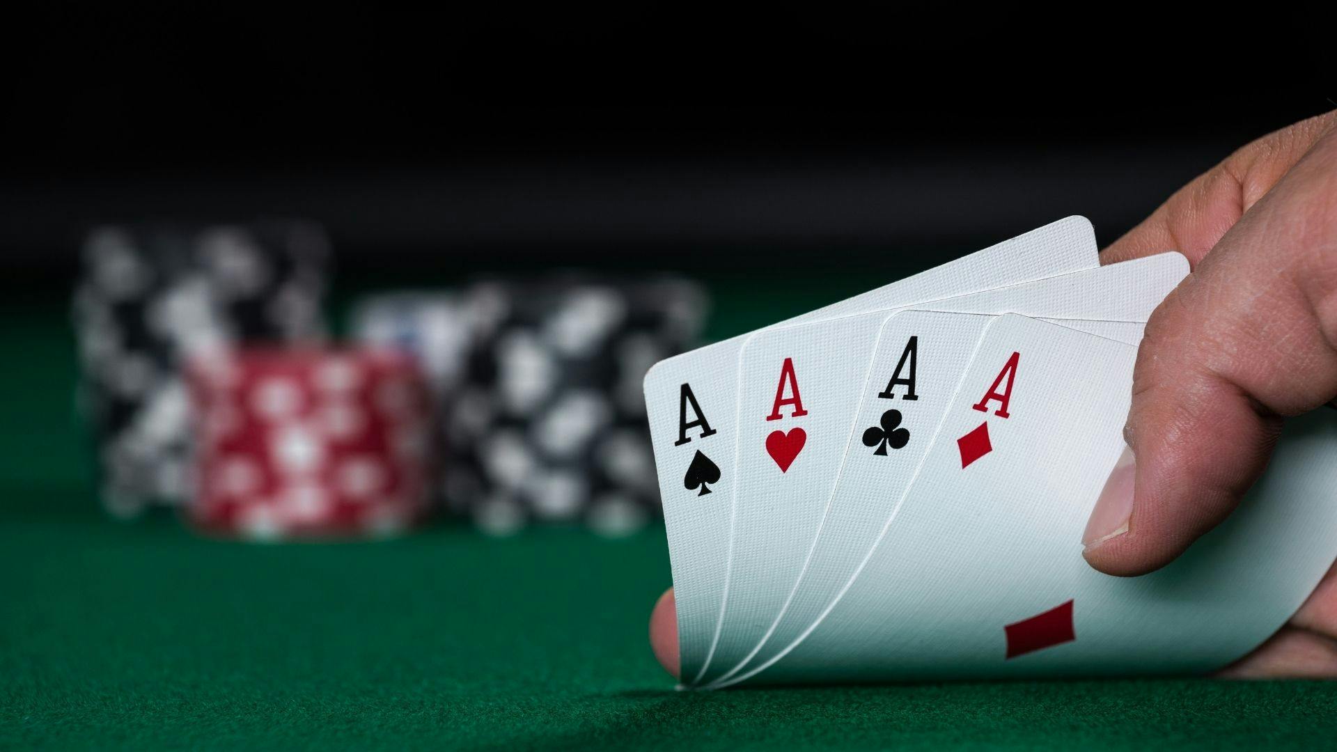 A poker hand of four Aces