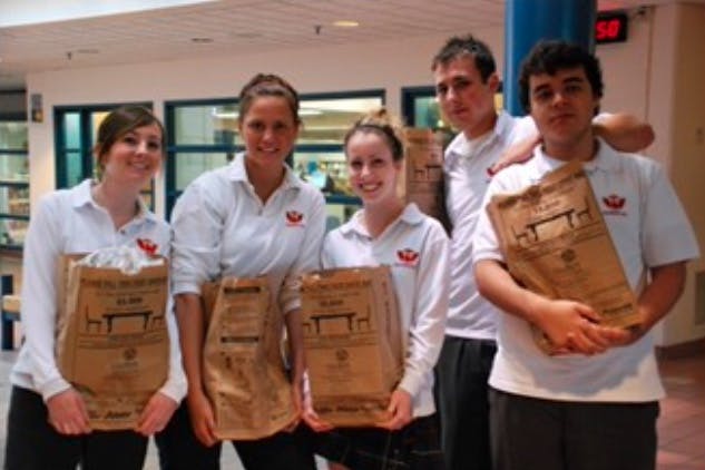 Students Donating Bags of Food