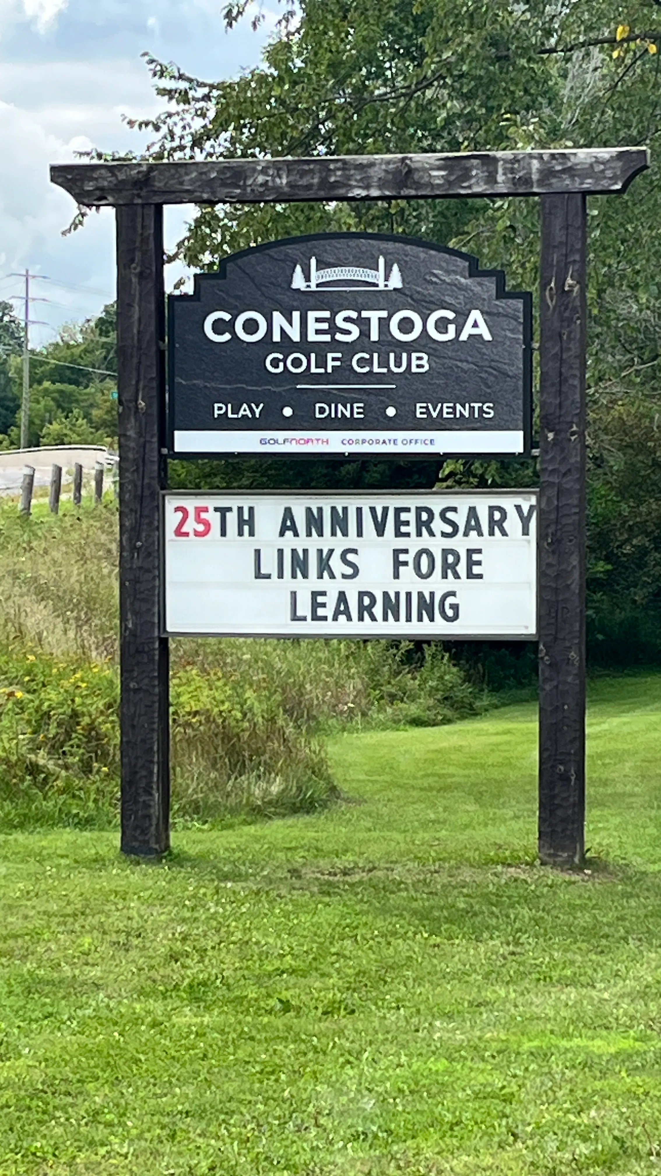 Links Fore Learning signage outside of Conestoga Golf Club