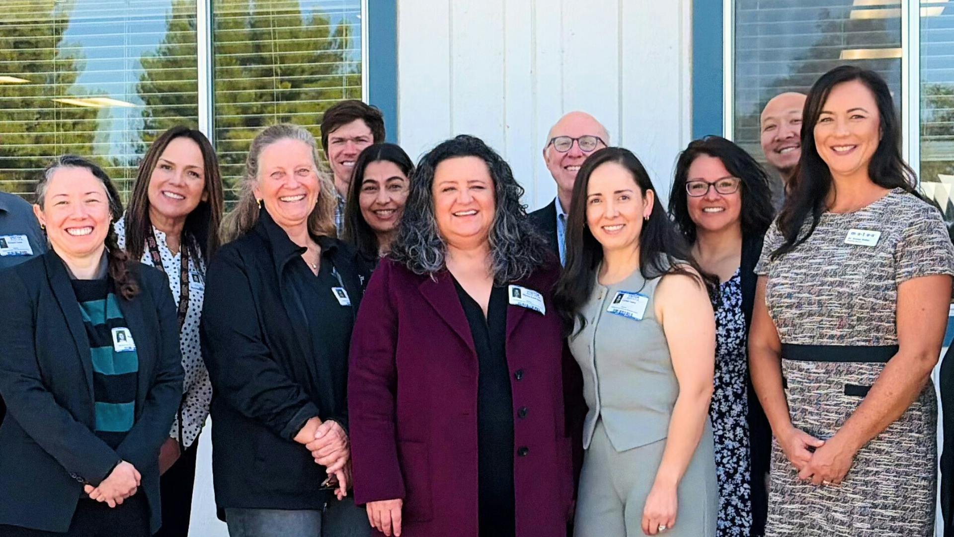 Myrna Castrejón (center), President and Chief Executive Officer of the California Charter Schools Association, stands alongside Gregory McGinity, Chief Civic Affairs Officer; Jacqueline Luna Reynoso, Chief Member Advocacy and Engagement Officer; Carmen Loera, Managing Director of Greater Los Angeles Local Advocacy; Jonathan Slakey, Managing Director of Education Data Analytics; and several charter public school leaders.