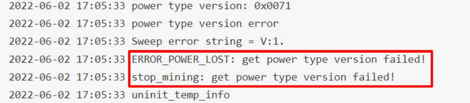 Error Power Lost