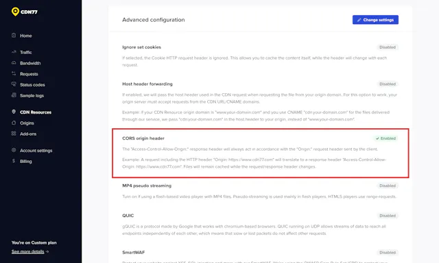Cross-Origin Resource Sharing (CORS) | CDN77 documentation