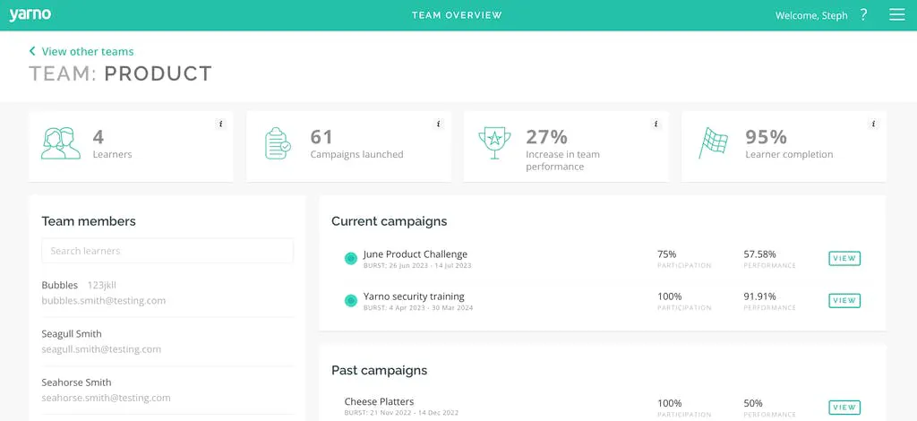 Team overview