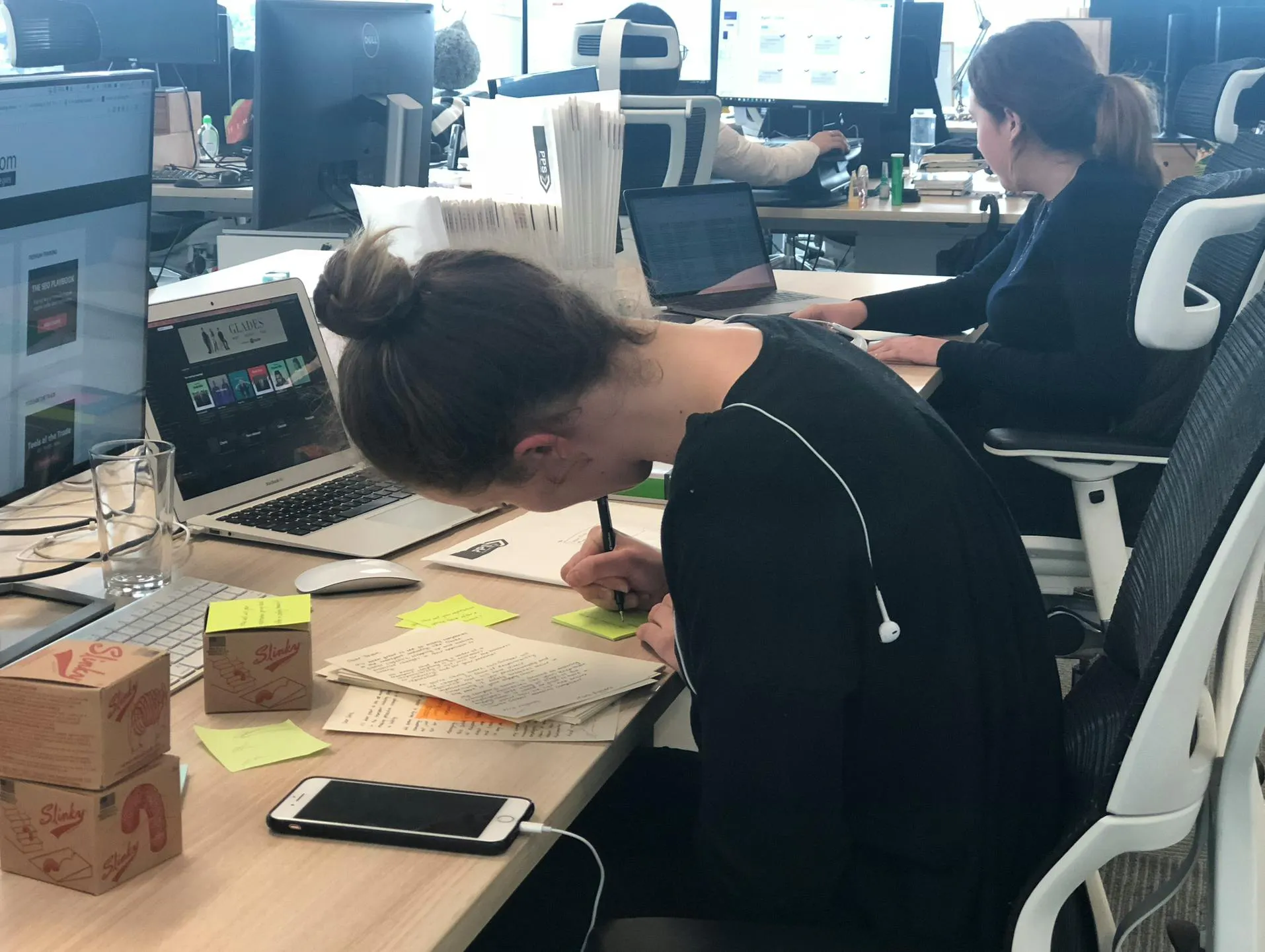 Girl writing a note