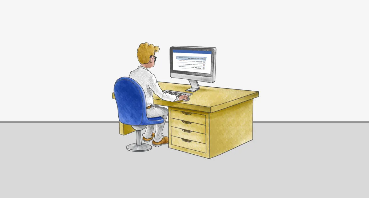 Dave working at his desk