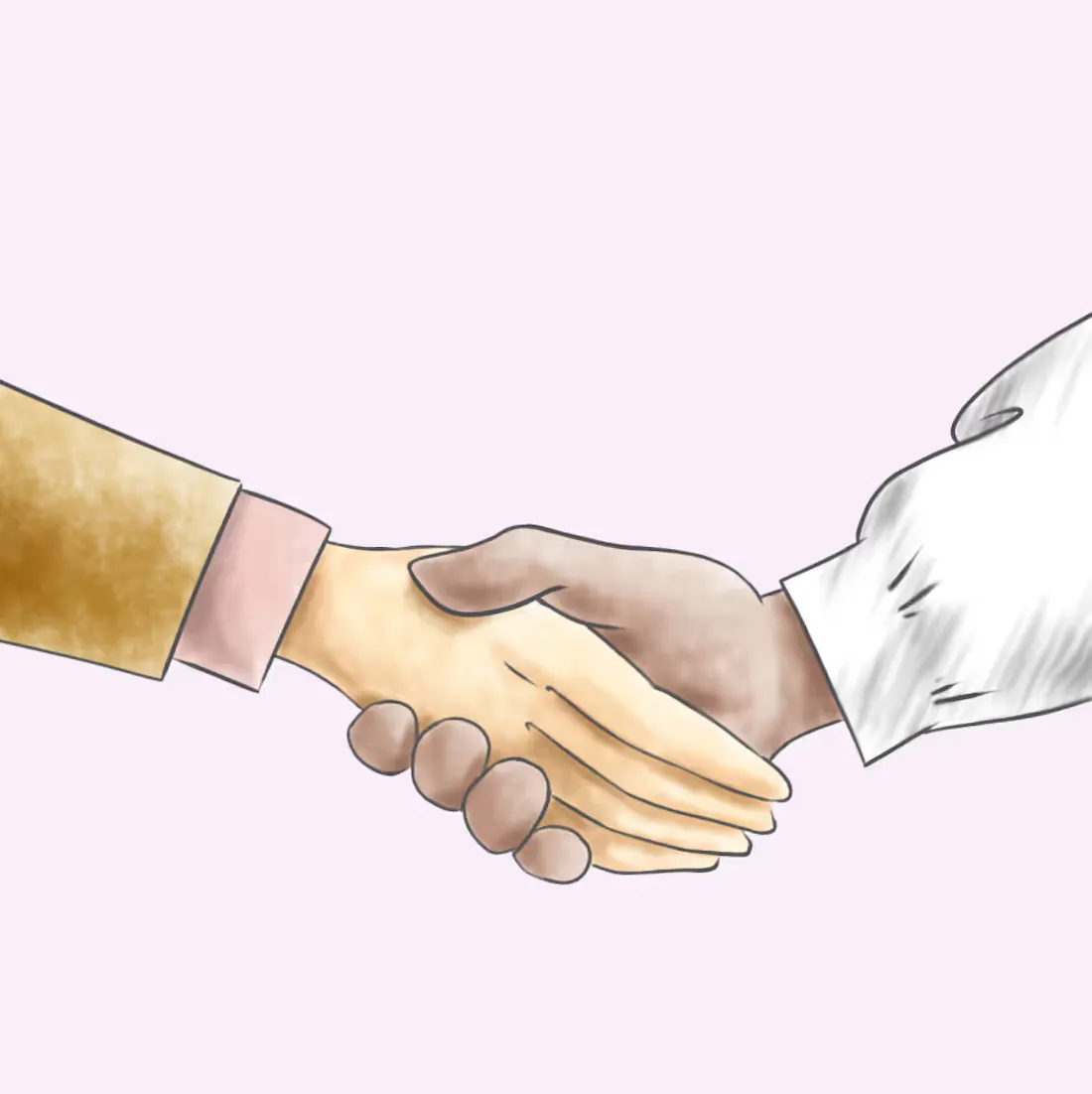 An illustration of two people shaking hands