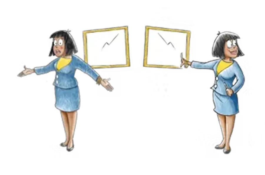 Illustration of a woman explaining strategy in front of a white board