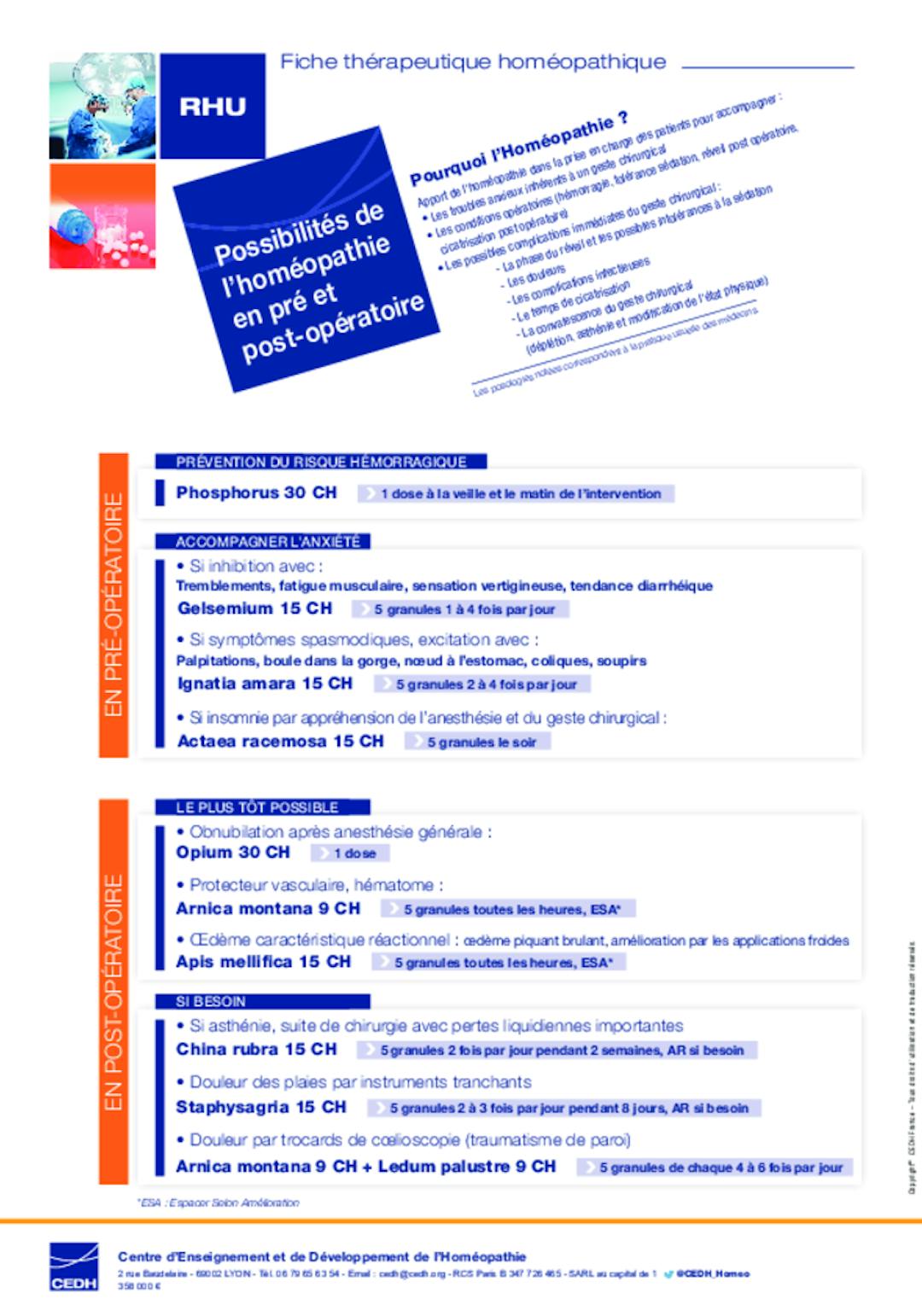Rhumatologie - Possibilités de l’homéopathie en pré et post-opératoire