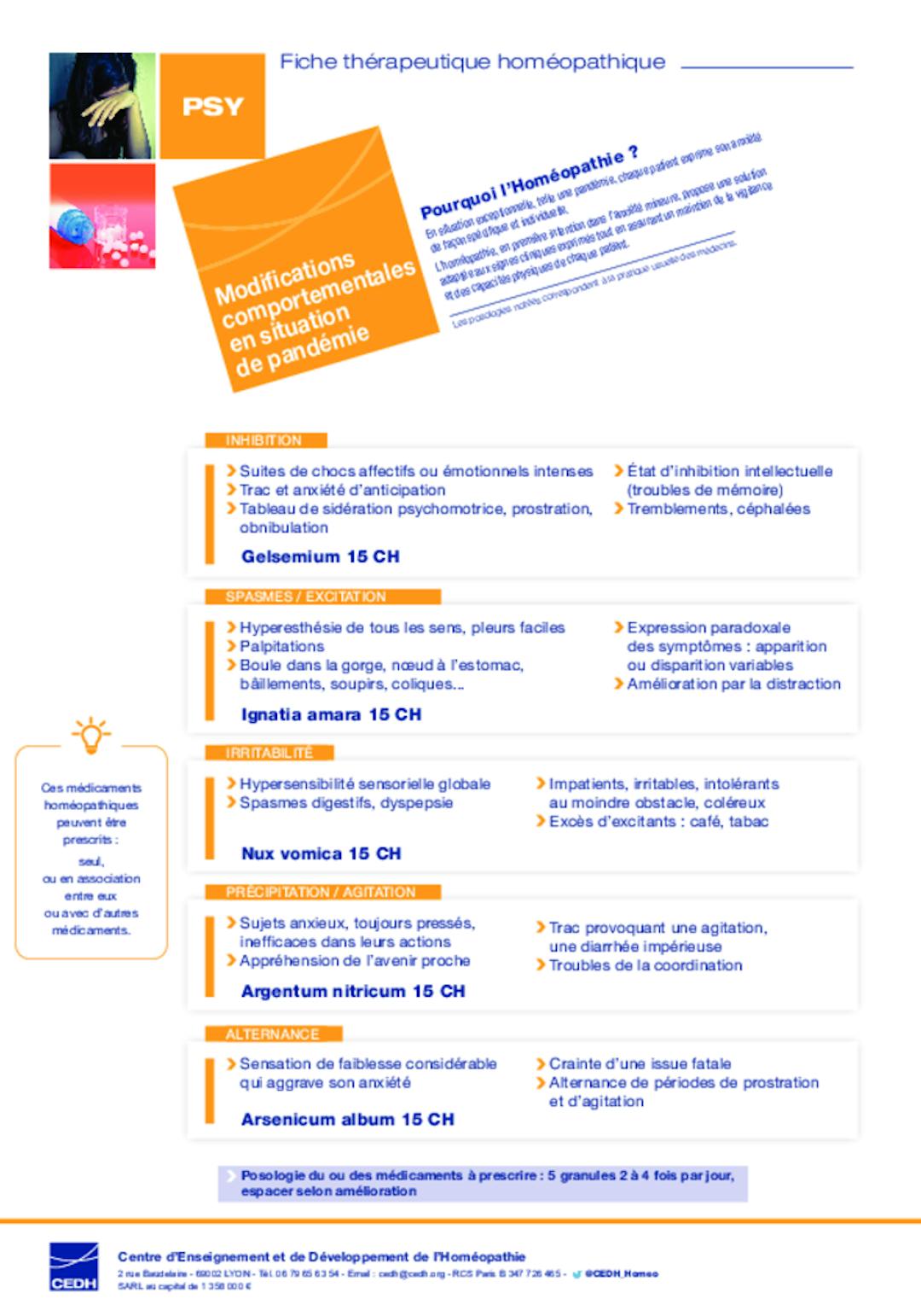 "Pourquoi l’Homéopathie ? En situation exceptionnelle, telle une pandémie, chaque patient exprime son anxiété de façon spécifique et individuelle. L’homéopathie, en première intention dans l’anxiété mineure, propose une solution adaptée aux signes cliniques exprimés tout en assurant un maintien de la vigilance et des capacités physiques de chaque patient."