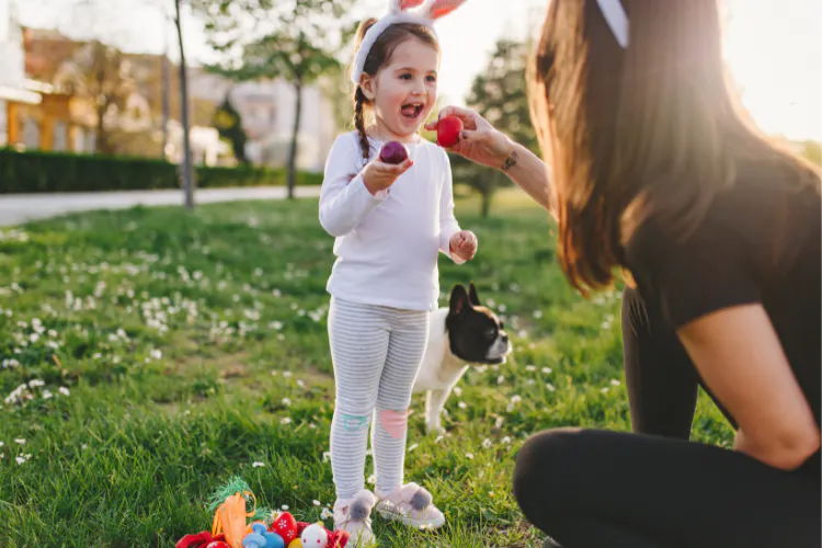 Kid playing egg hunt