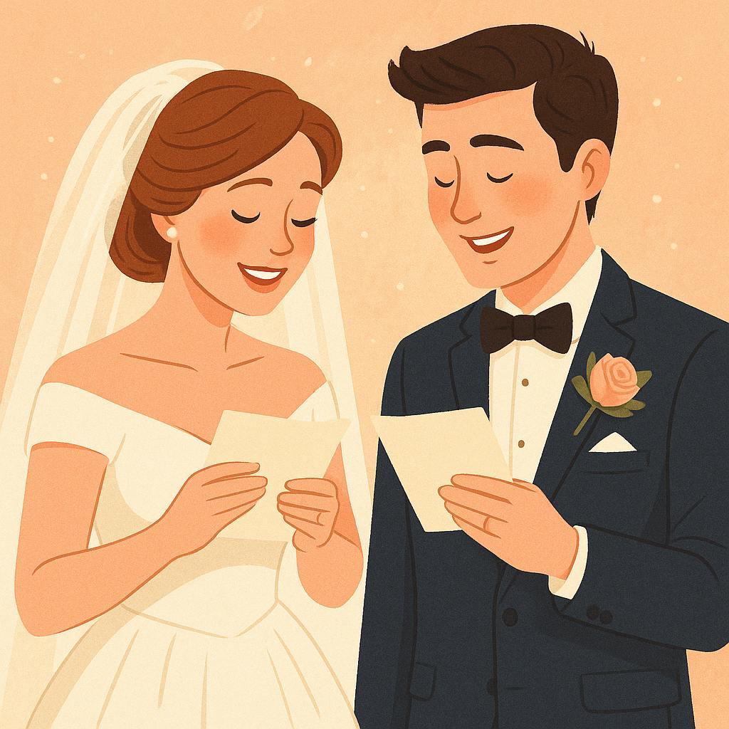 A couple reading vows