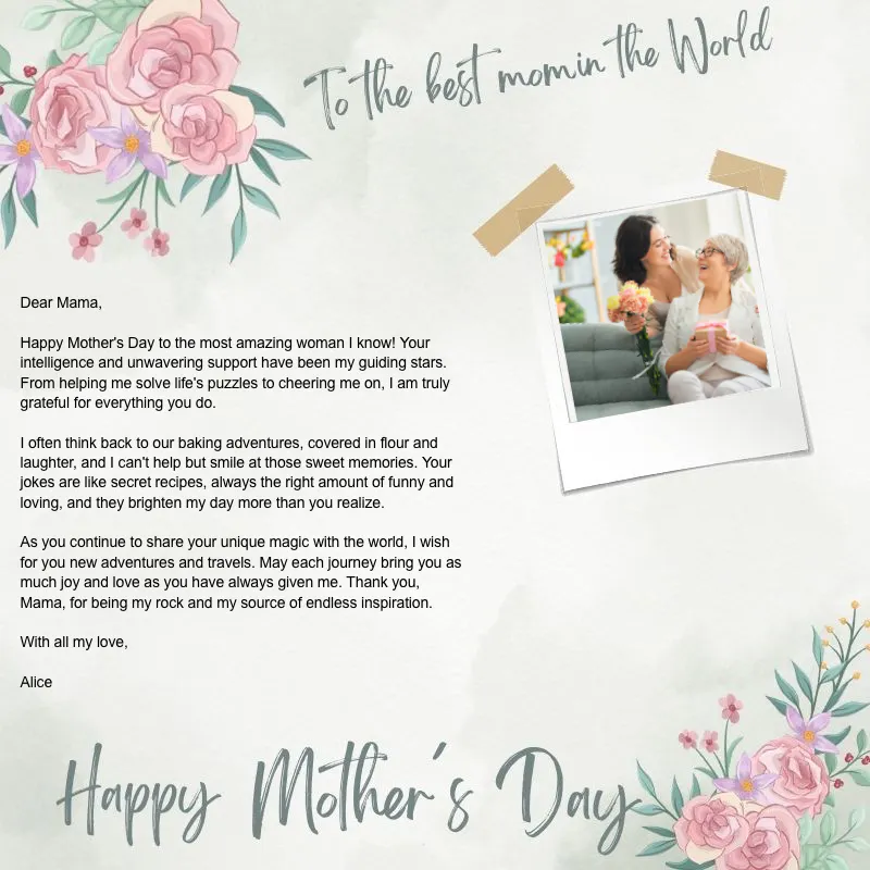 Sweet message for mother's day