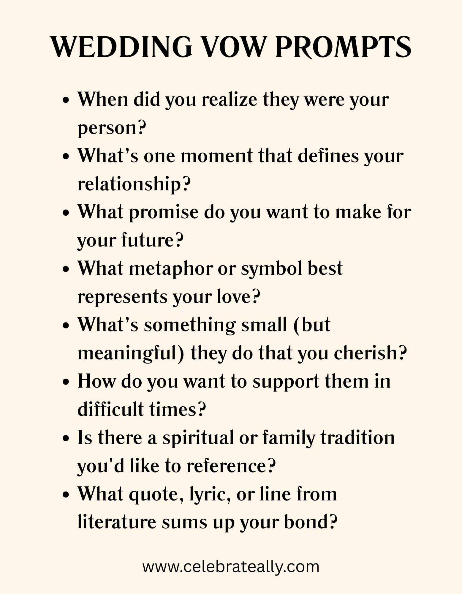 Wedding vow prompts examples
