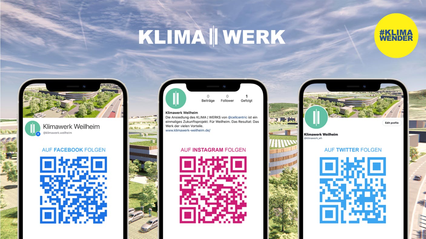 Bild zeigt QR-Codes der verschiedenen Social-Media-Kanäle von cellcentric