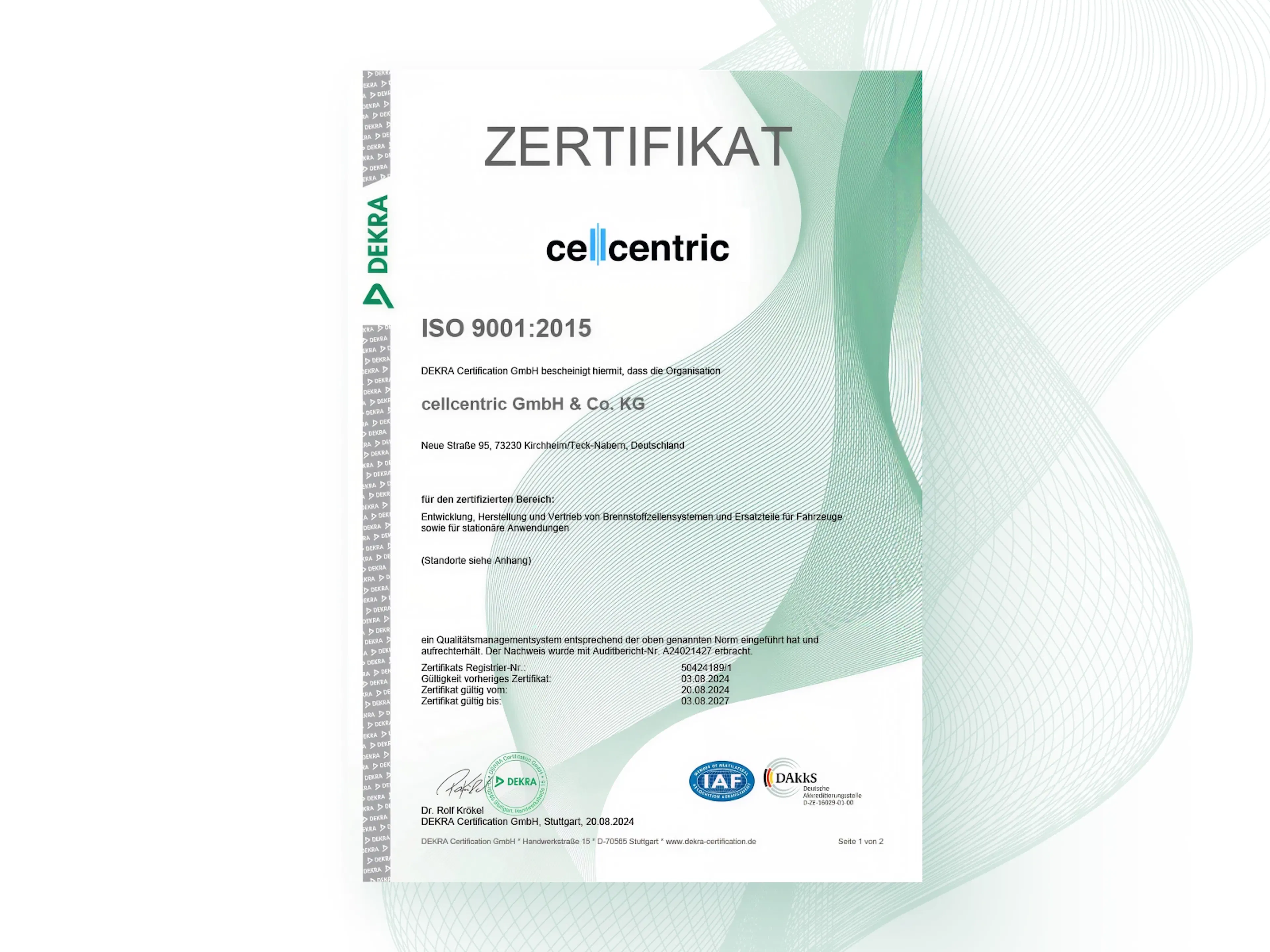 Zertifikat ISO 9001 auf Deutsch