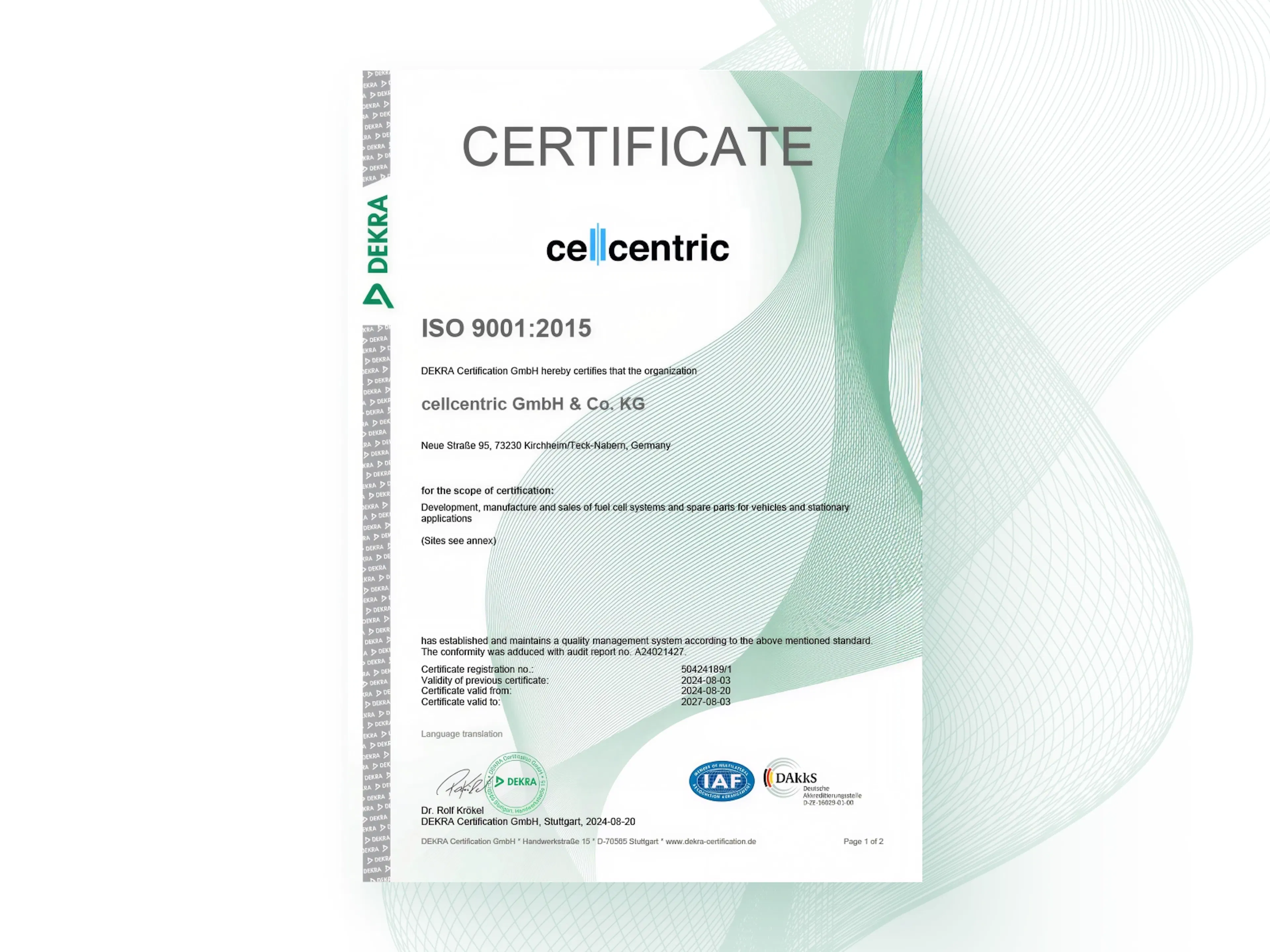 ISO 9001 Certificate in English