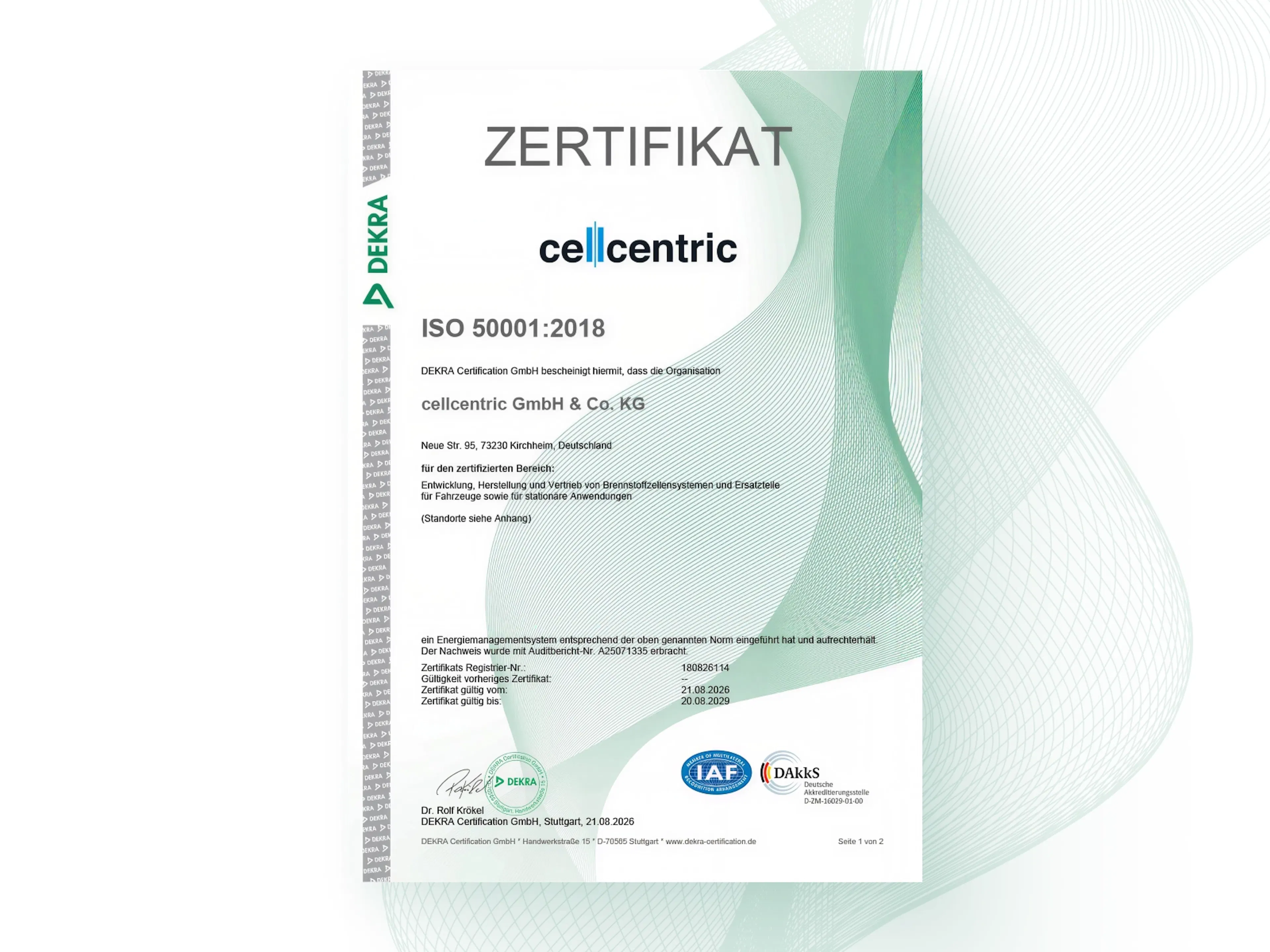 Zertifikat ISO 50001 auf Deutsch