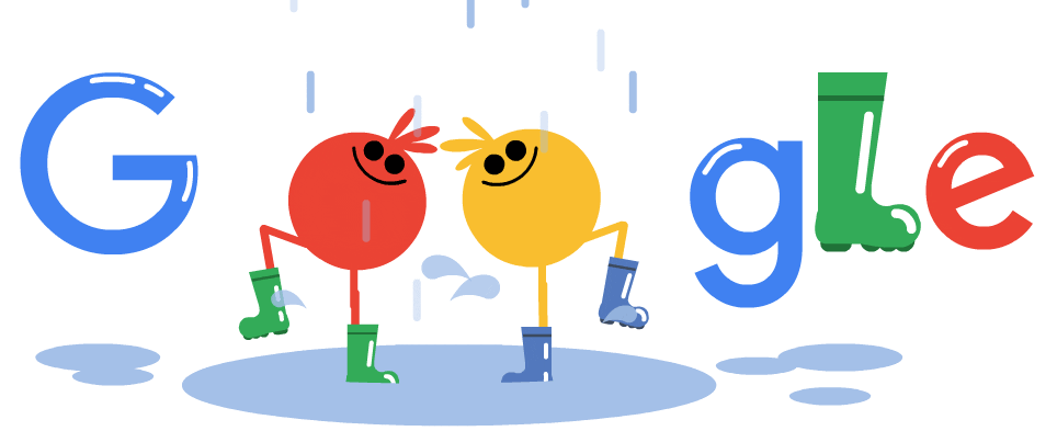 Google Doodle - Wellys jumping in puddle