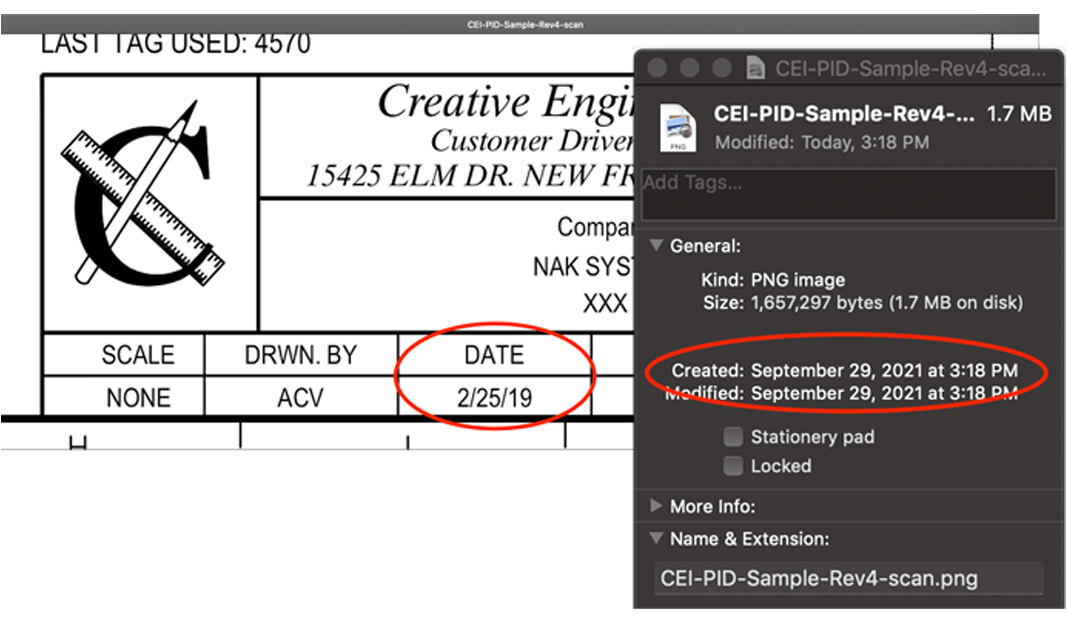 Revision and creation date mismatched