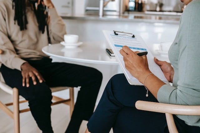 Client talking to therapist