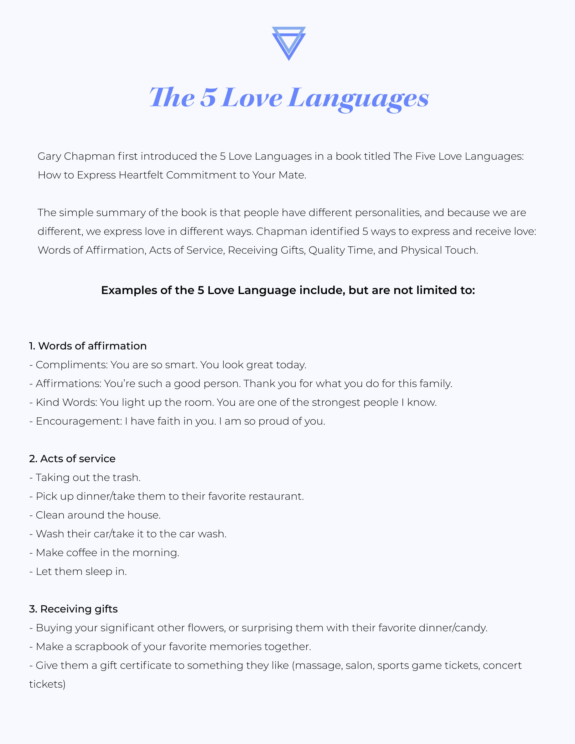 first five love languages