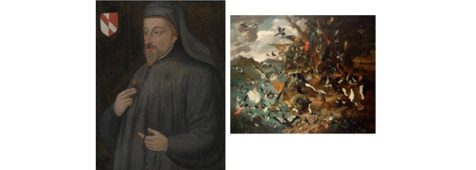 Composite photo - Geoffrey Chaucer and The Parlement of Foules