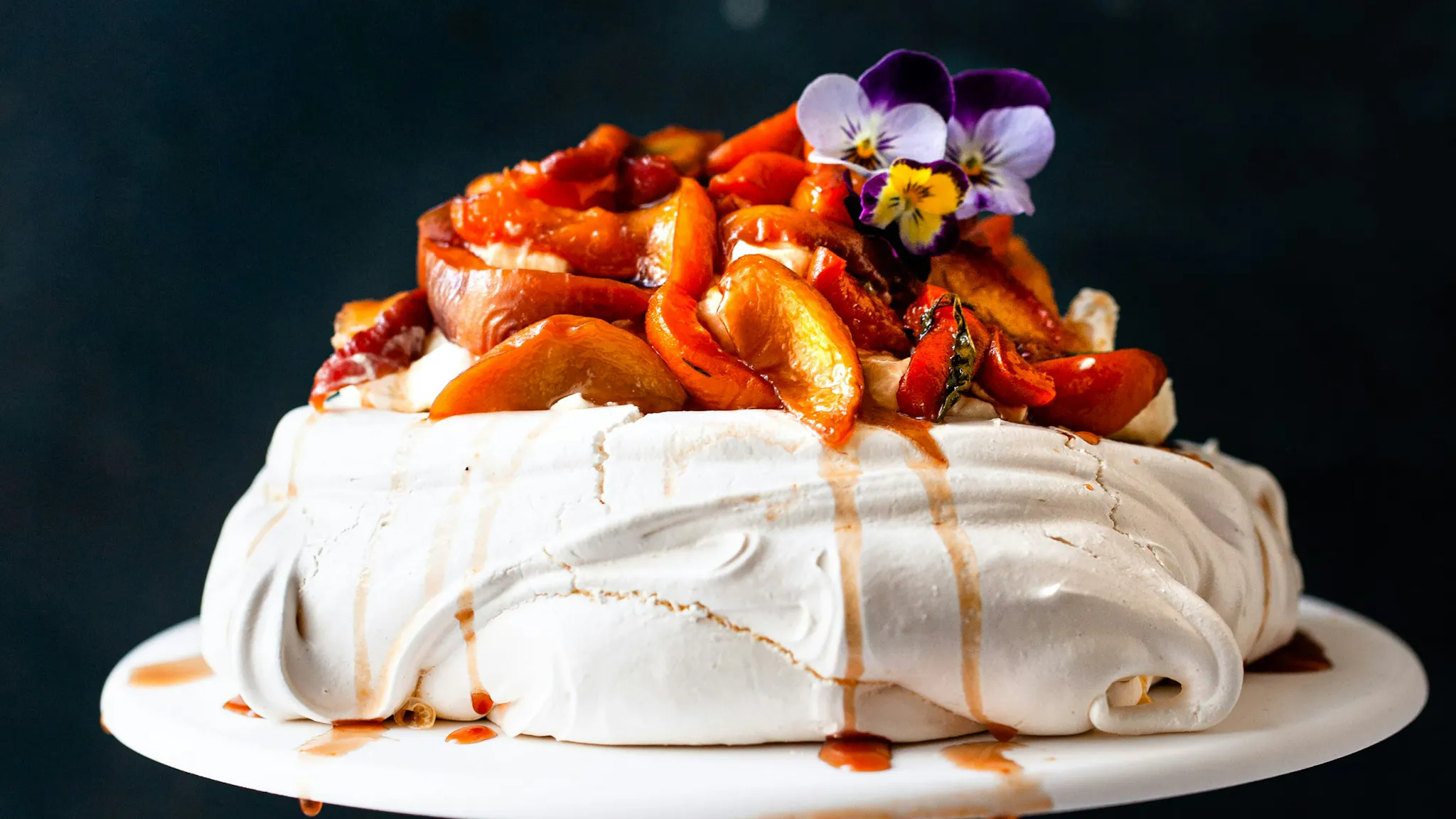 Pavlova on a cake stand