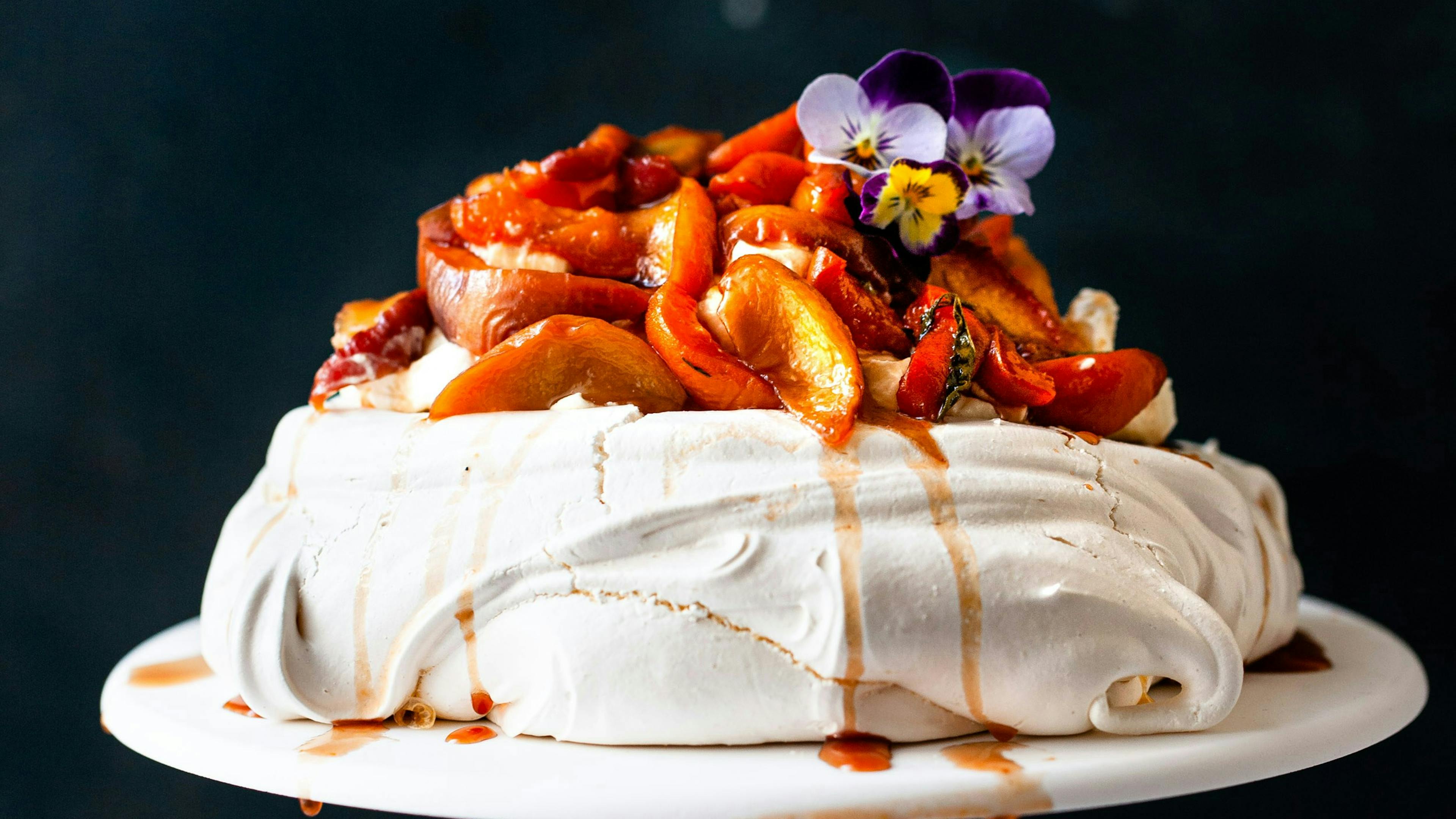 Pavlova on a cake stand