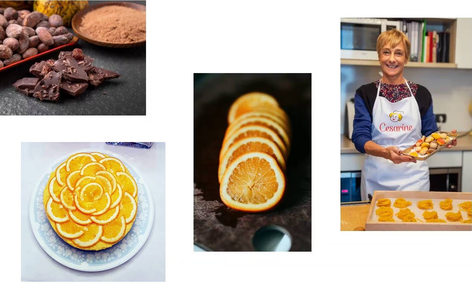 Foto composita Mousse cake ai due cioccolati e arancia