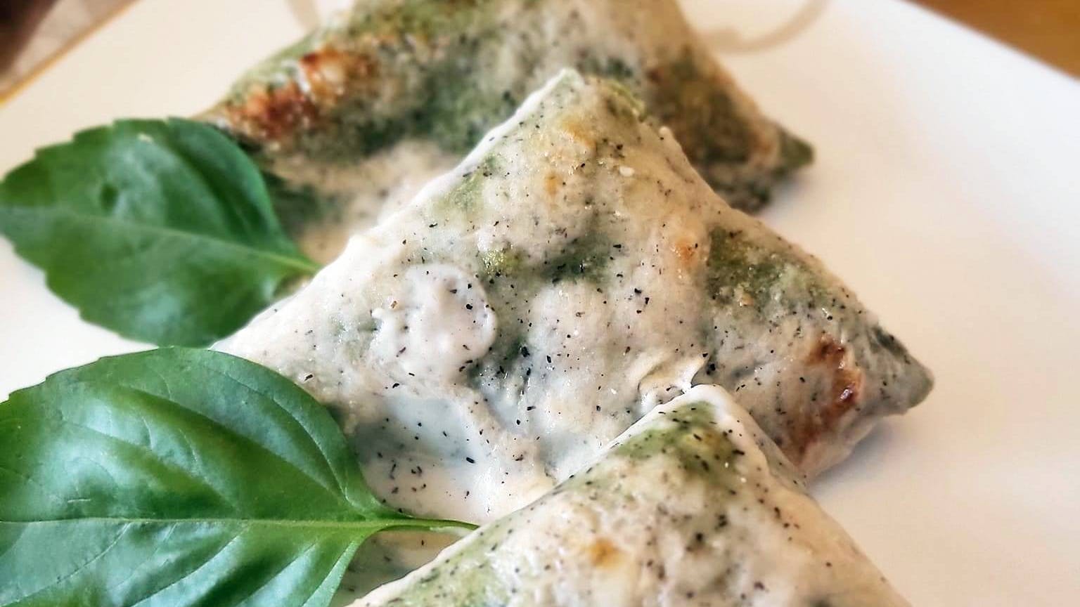 Crespelle di basilico con ricotta