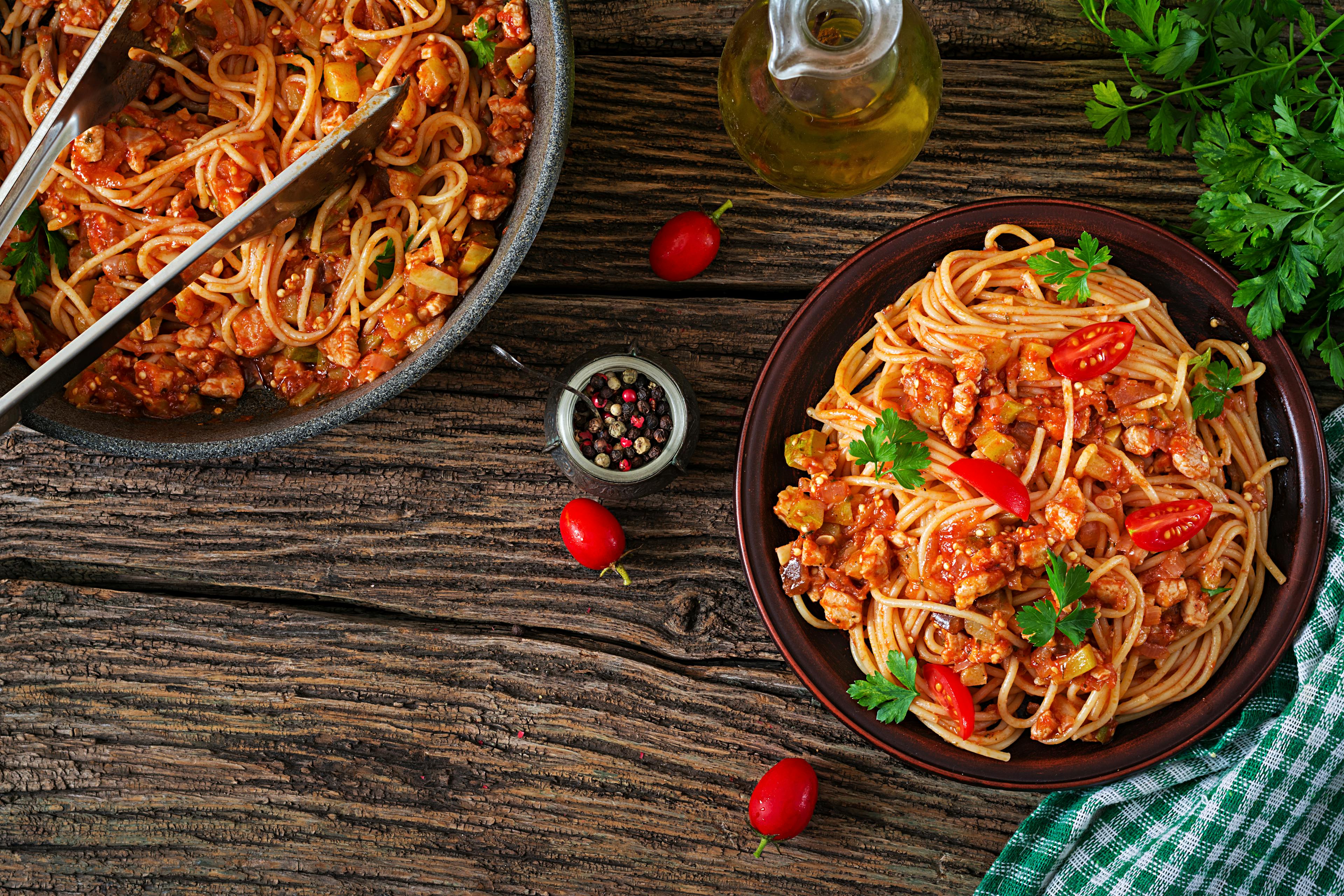 Plate with spaghetti alla bolognese