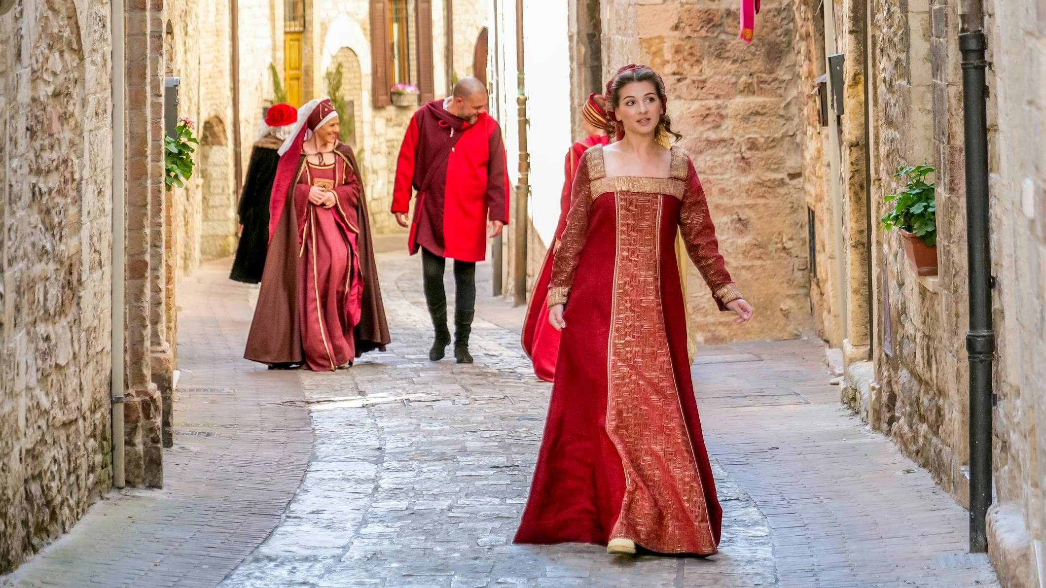 Girl in period costume for the Calendimaggio in Assisi