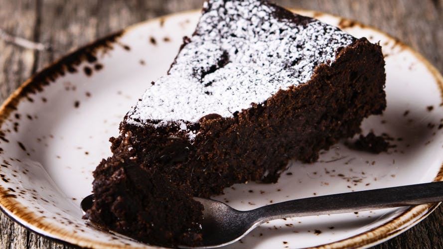 Plate with a slice of tenerina cake